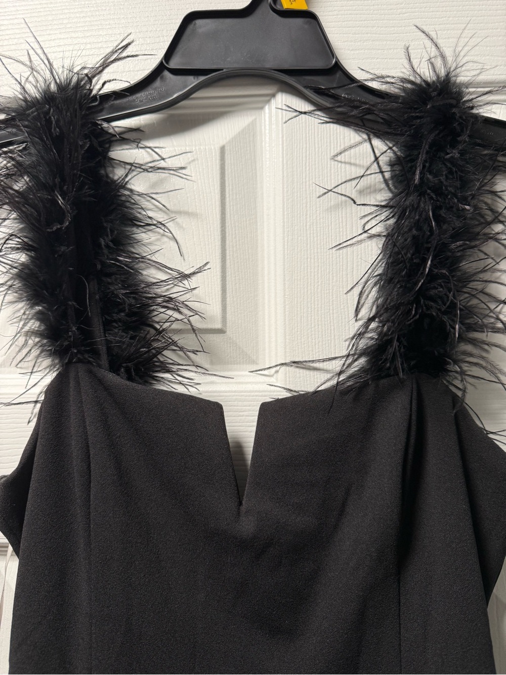 Black Feather Strap Cocktail Dress